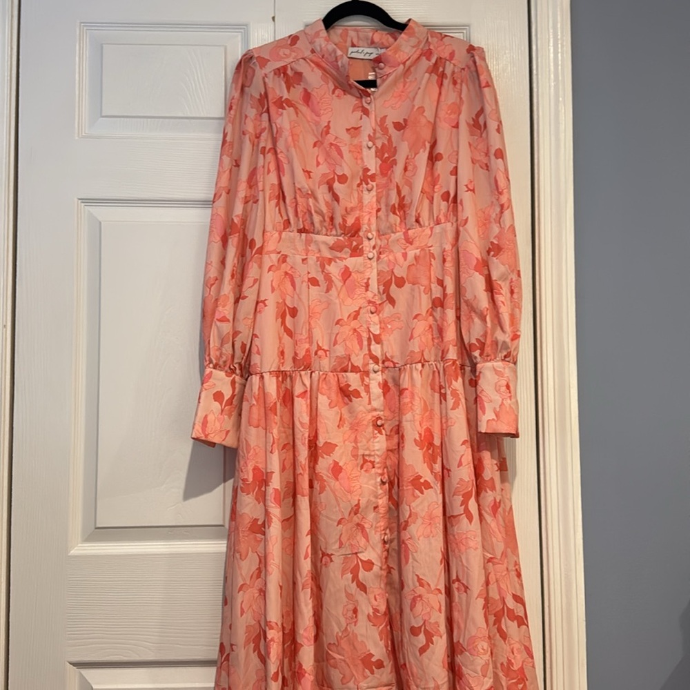 Petal & Pup Pink Floral Tiered Midi Dress - Picture 7 of 12